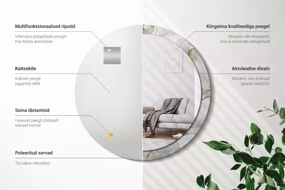 Kulaté dekorační zrcadlo na zeď Mramorový vzor