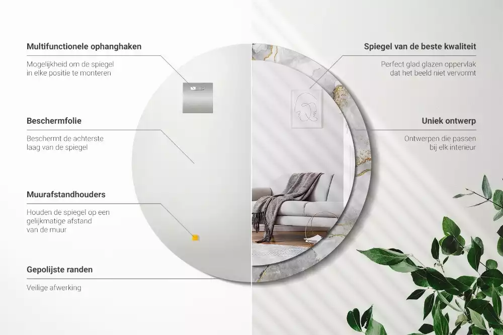 Kulaté dekorační zrcadlo na zeď Mramorový vzor