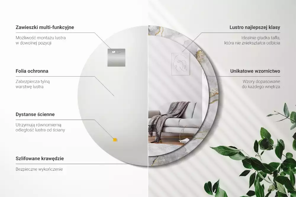 Kulaté dekorační zrcadlo na zeď Mramorový vzor