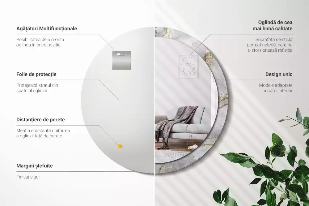 Kulaté dekorační zrcadlo na zeď Mramorový vzor