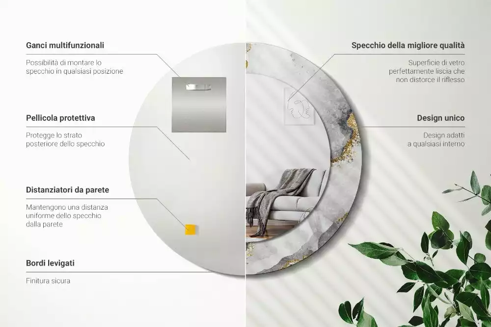 Kulaté dekorační zrcadlo na zeď Mramorový vzor