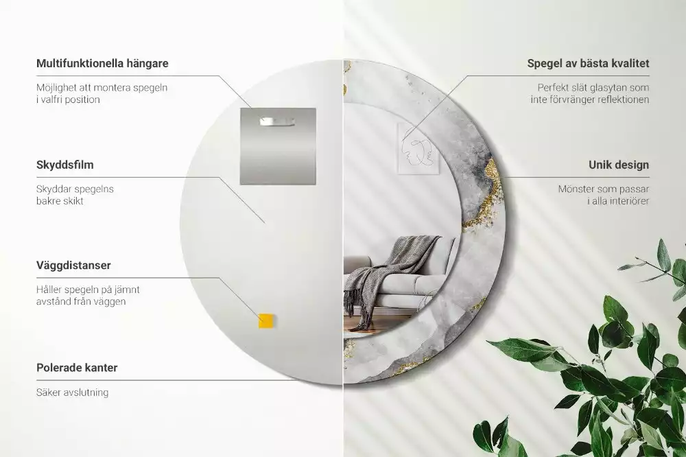 Kulaté dekorační zrcadlo na zeď Mramorový vzor