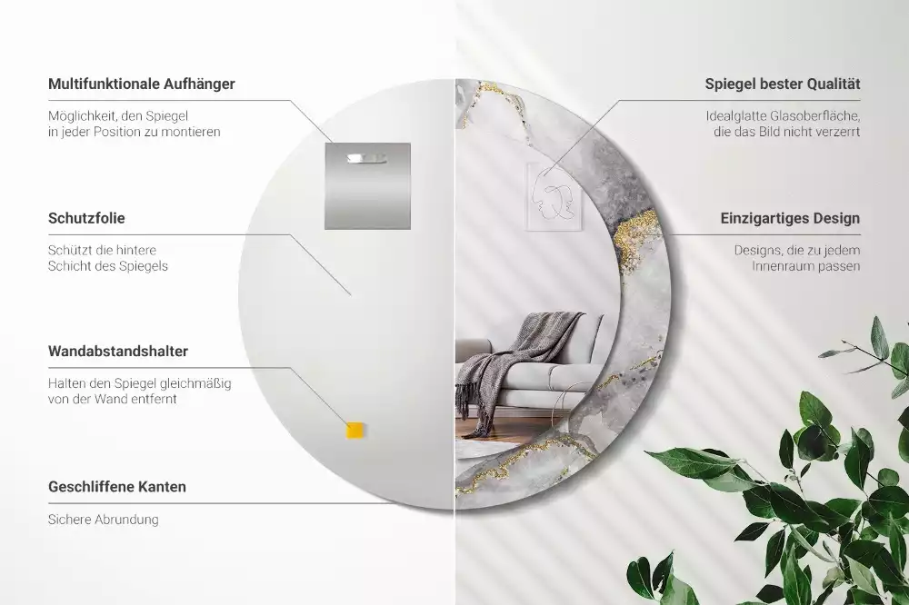 Kulaté dekorační zrcadlo na zeď Mramorový vzor