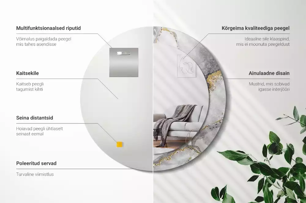 Kulaté dekorační zrcadlo na zeď Mramorový vzor