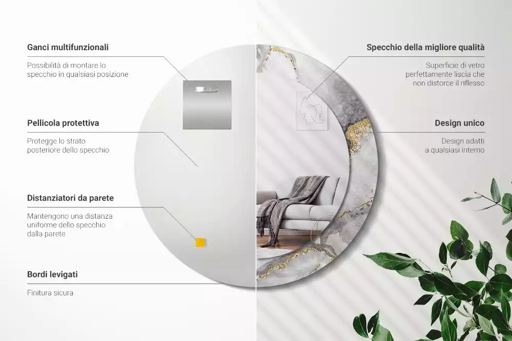 Kulaté dekorační zrcadlo na zeď Mramorový vzor