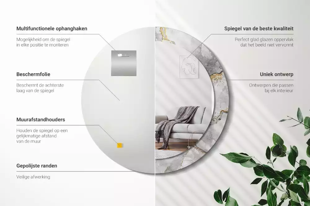 Kulaté dekorační zrcadlo na zeď Mramorový vzor