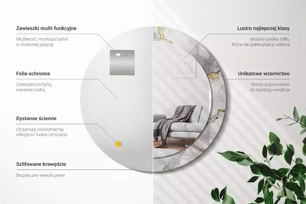 Kulaté dekorační zrcadlo na zeď Mramorový vzor