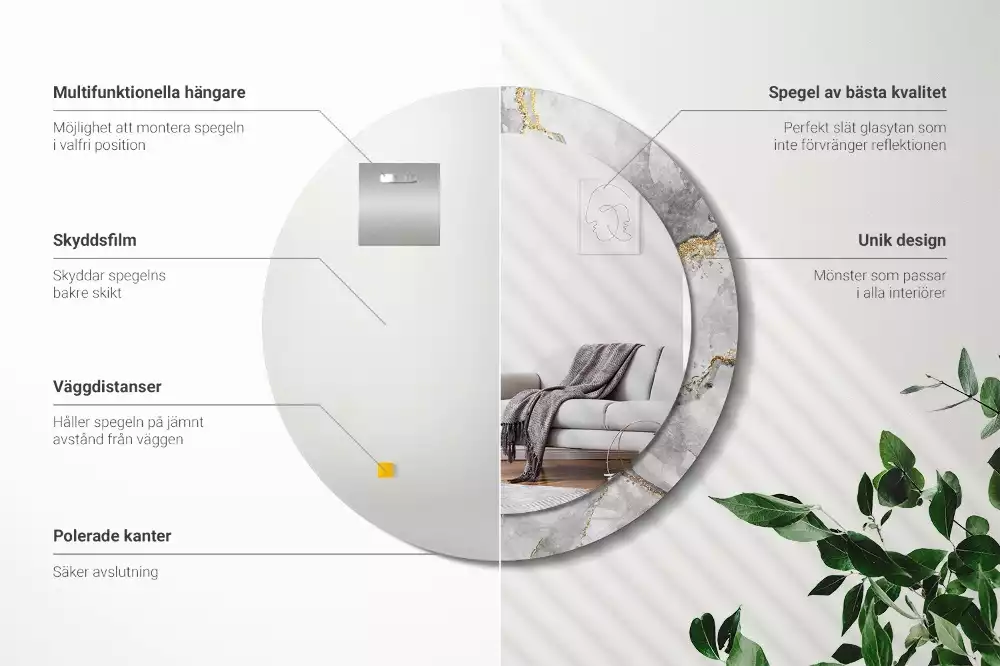 Kulaté dekorační zrcadlo na zeď Mramorový vzor