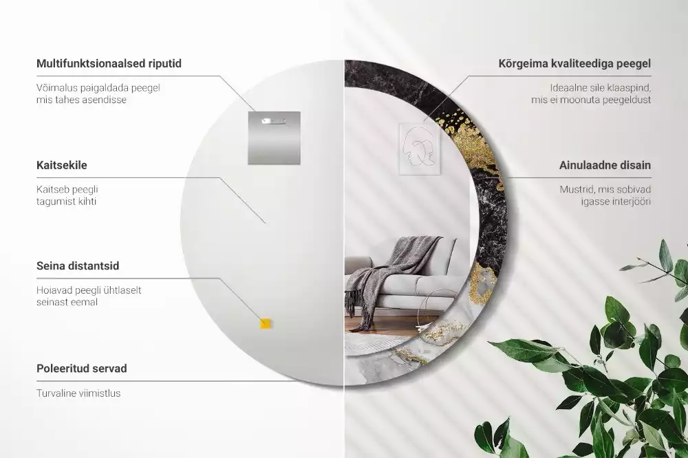 Kulaté dekorační zrcadlo na zeď Mramorové podkroví