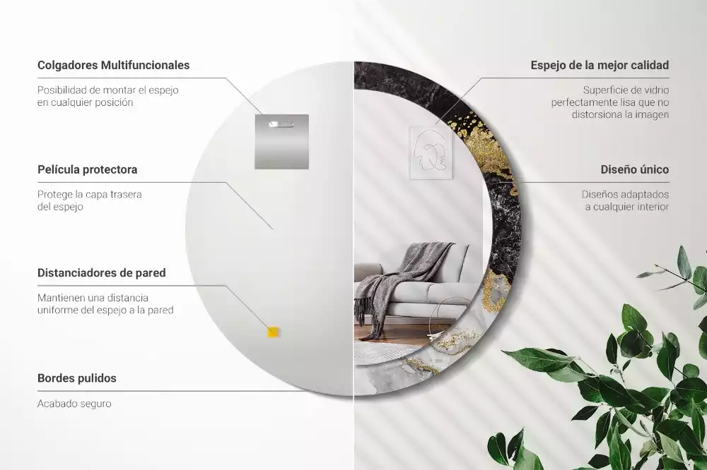 Kulaté dekorační zrcadlo na zeď Mramorové podkroví