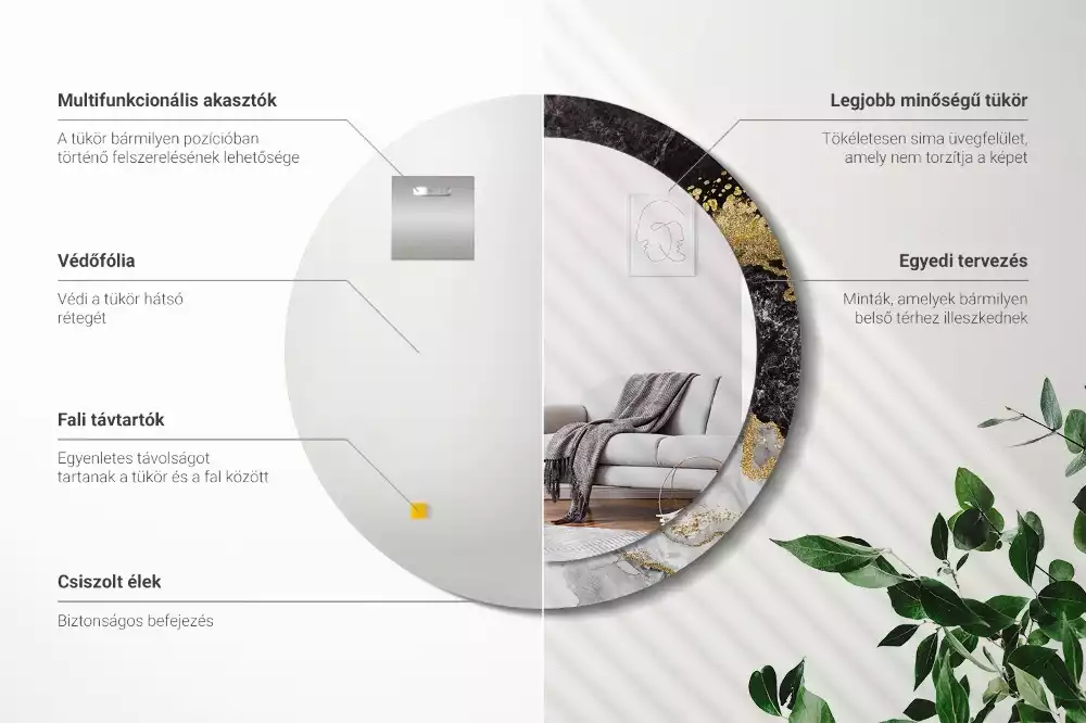 Kulaté dekorační zrcadlo na zeď Mramorové podkroví