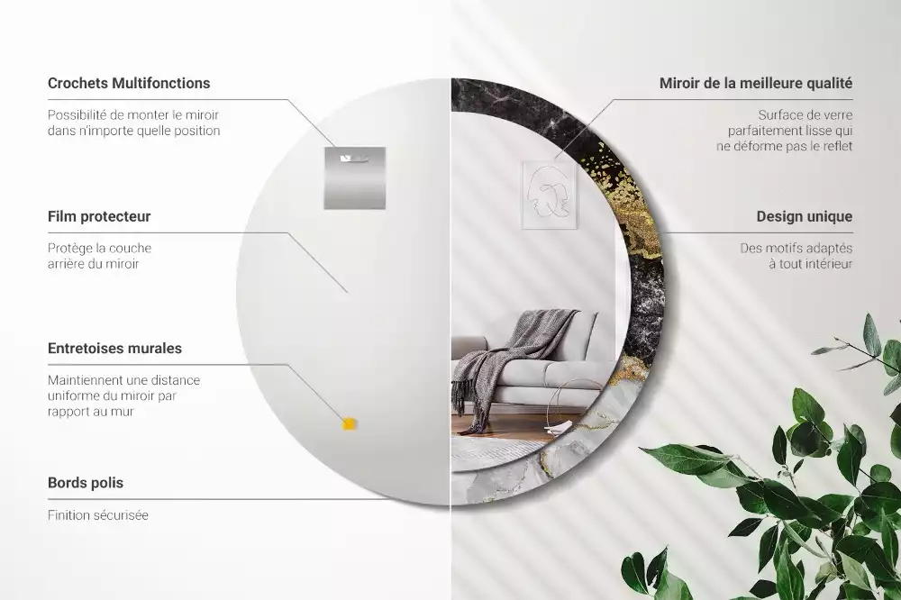 Kulaté dekorační zrcadlo na zeď Mramorové podkroví