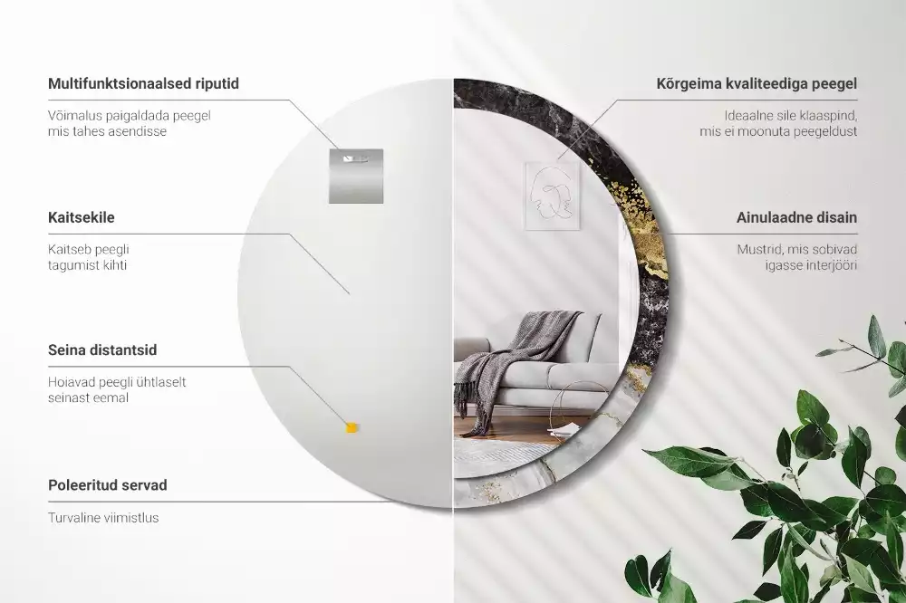 Kulaté dekorační zrcadlo na zeď Mramorové podkroví