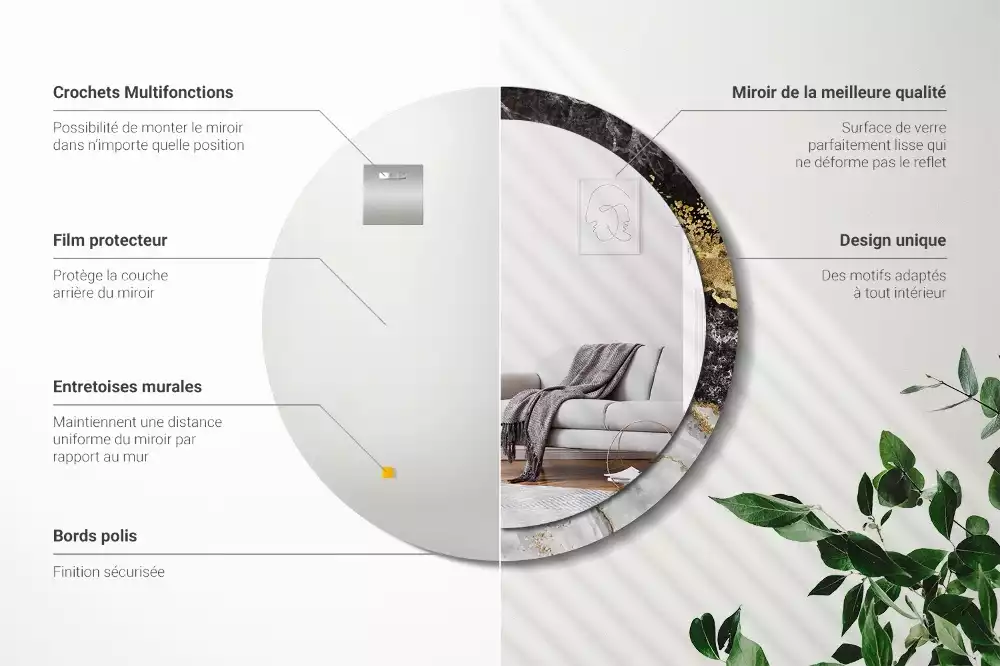 Kulaté dekorační zrcadlo na zeď Mramorové podkroví