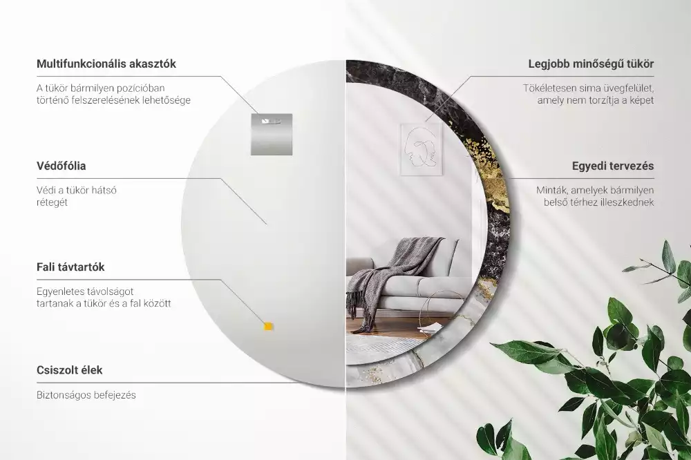 Kulaté dekorační zrcadlo na zeď Mramorové podkroví