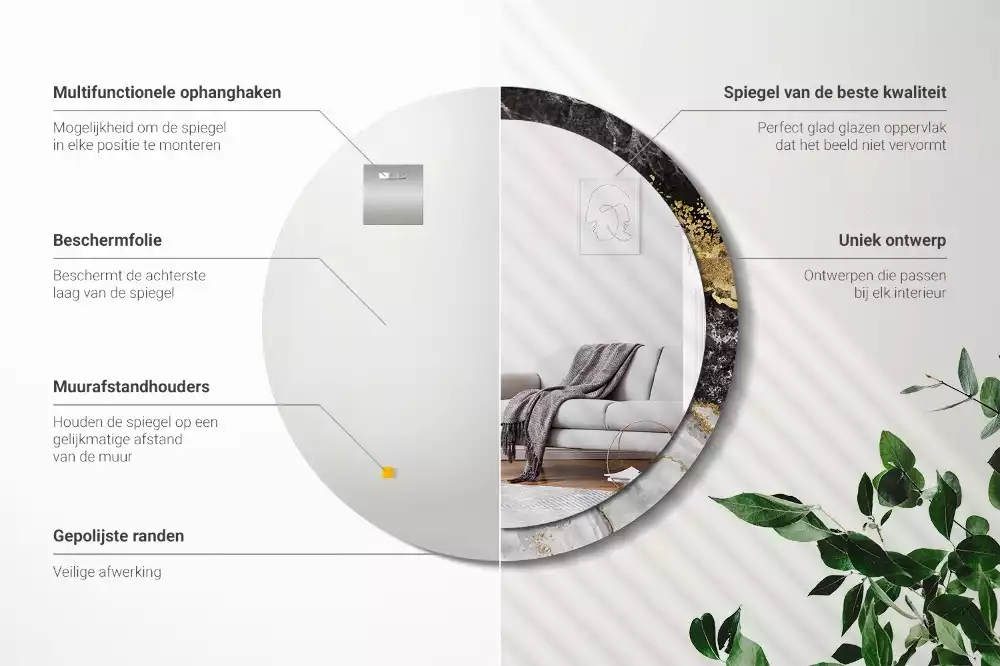 Kulaté dekorační zrcadlo na zeď Mramorové podkroví