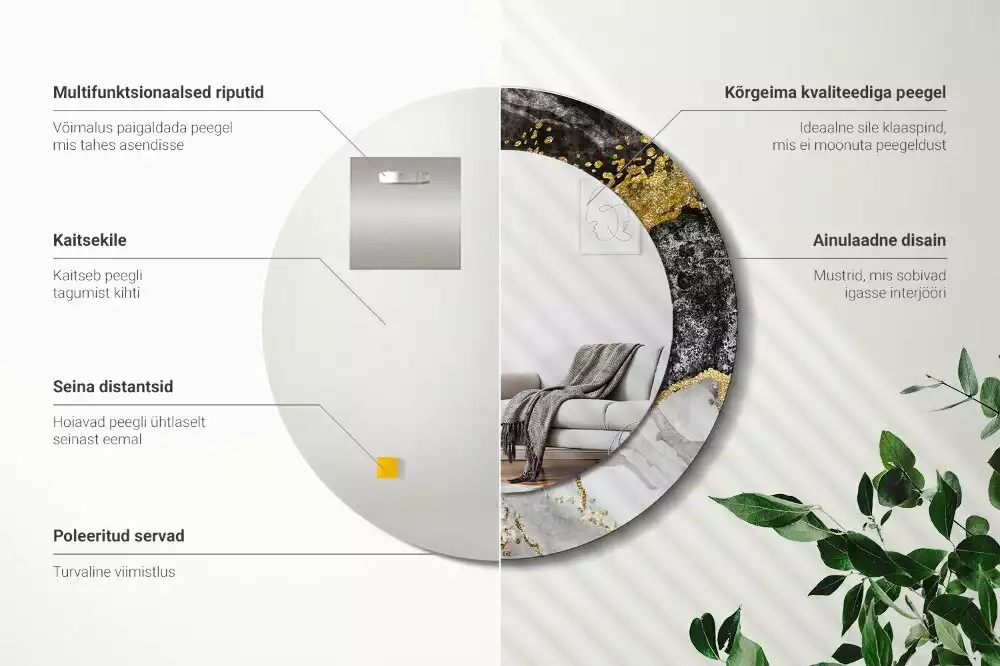 Kulaté dekorační zrcadlo na zeď Mramorové podkroví