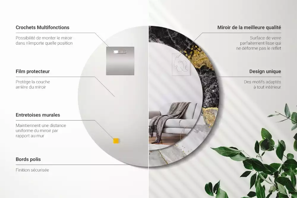 Kulaté dekorační zrcadlo na zeď Mramorové podkroví