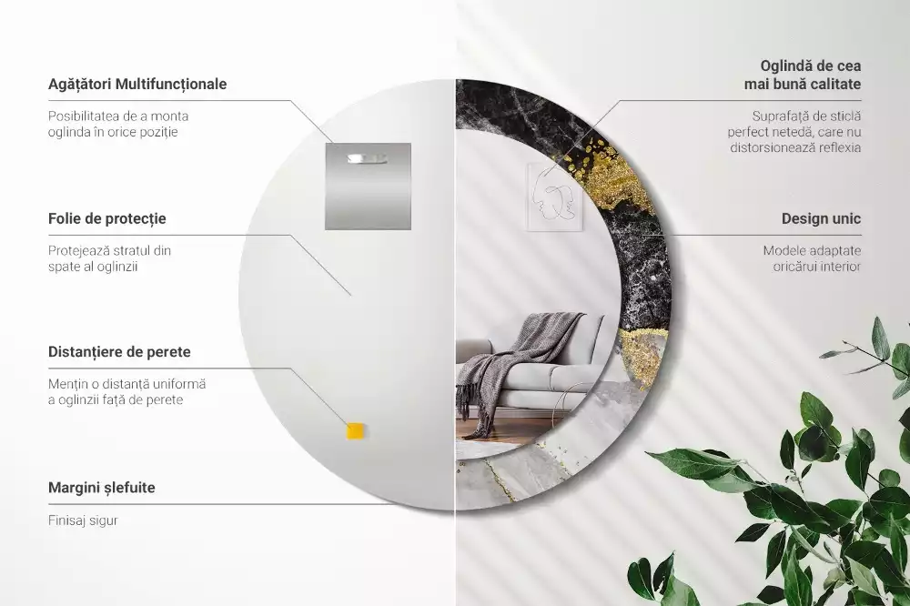 Kulaté dekorační zrcadlo na zeď Mramorové podkroví