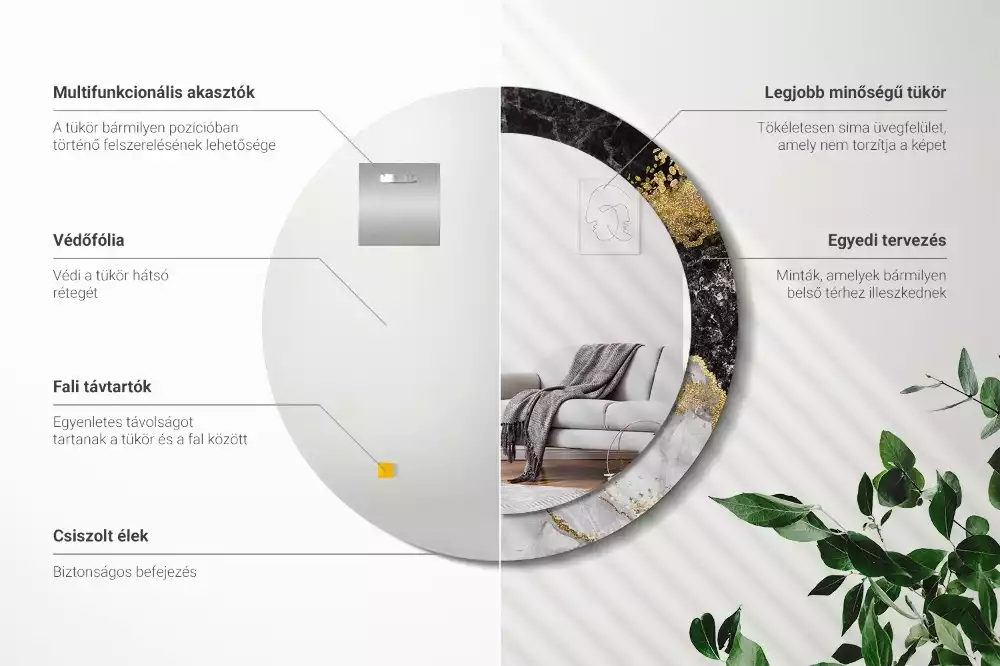 Kulaté dekorační zrcadlo na zeď Mramorové podkroví