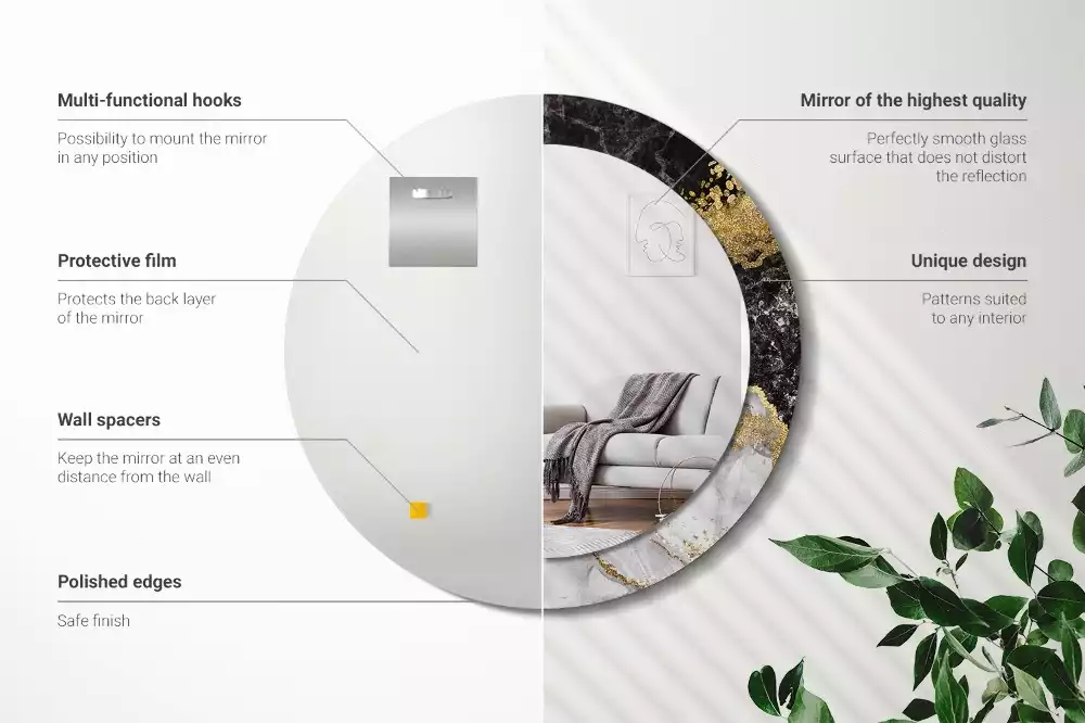 Kulaté dekorační zrcadlo na zeď Mramorové podkroví