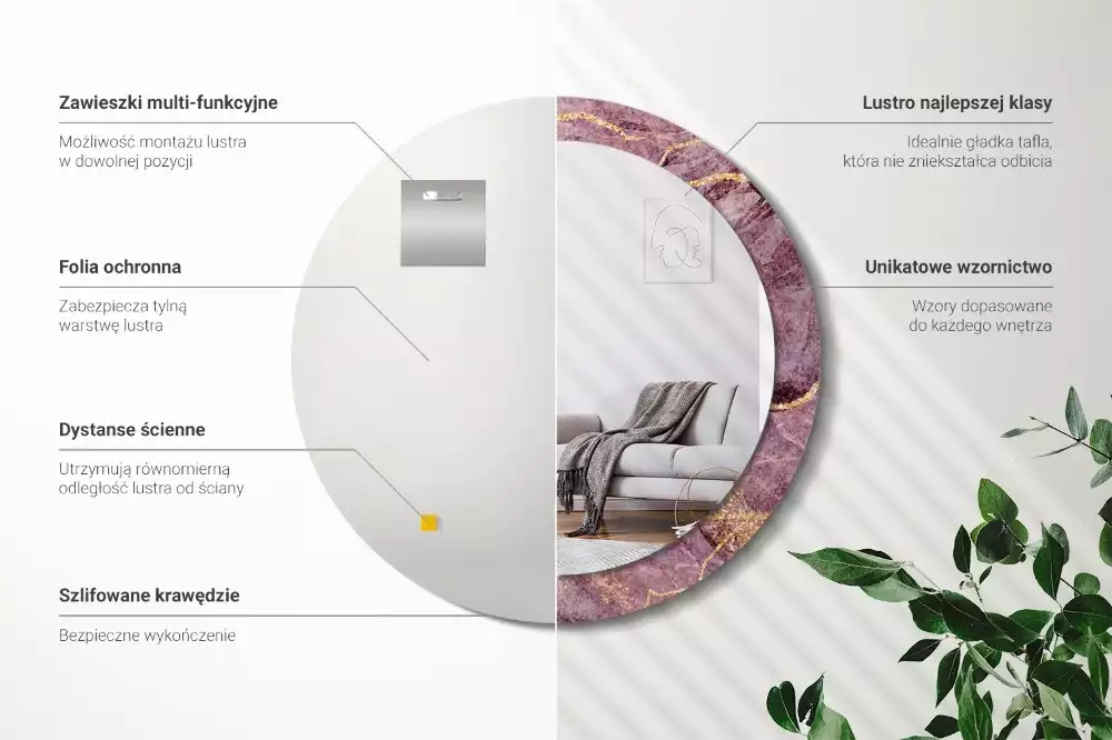 Kulaté dekorační zrcadlo na zeď Imitace mramoru