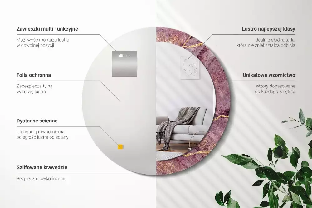 Kulaté dekorační zrcadlo na zeď Imitace mramoru