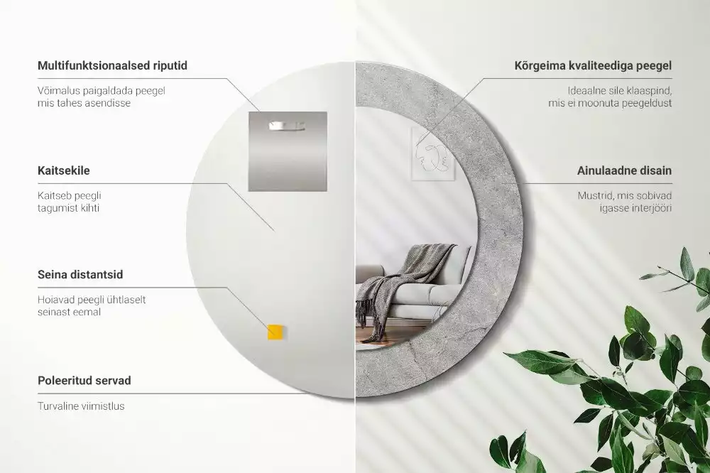 Kulaté dekorační zrcadlo na zeď Šedý cement