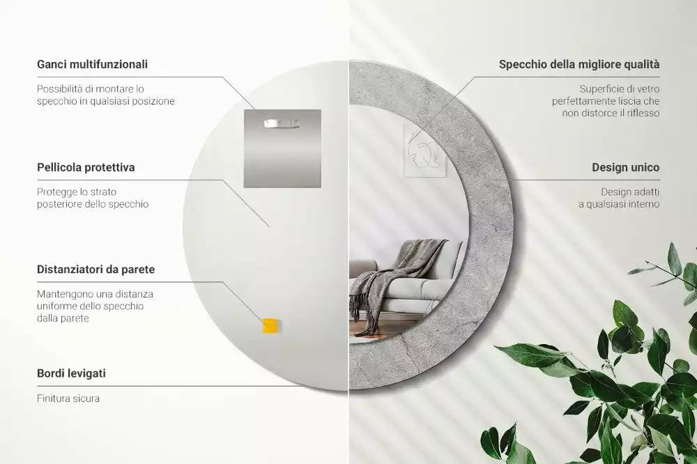 Kulaté dekorační zrcadlo na zeď Šedý cement