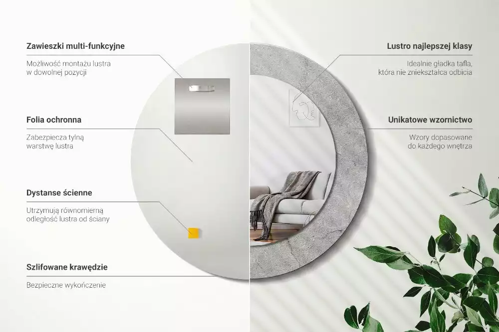 Kulaté dekorační zrcadlo na zeď Šedý cement