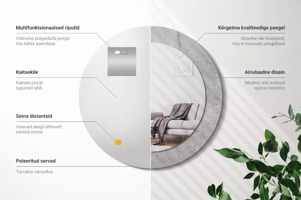 Kulaté dekorační zrcadlo na zeď Šedý cement