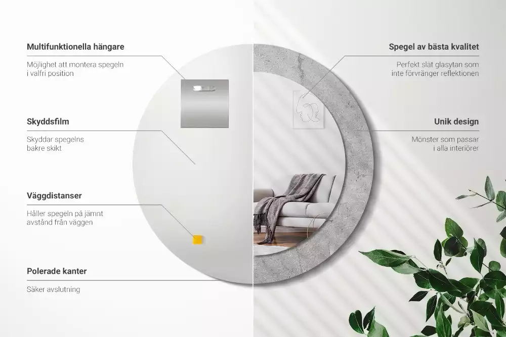 Kulaté dekorační zrcadlo na zeď Šedý cement