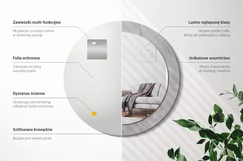 Kulaté dekorační zrcadlo na zeď Šedý cement