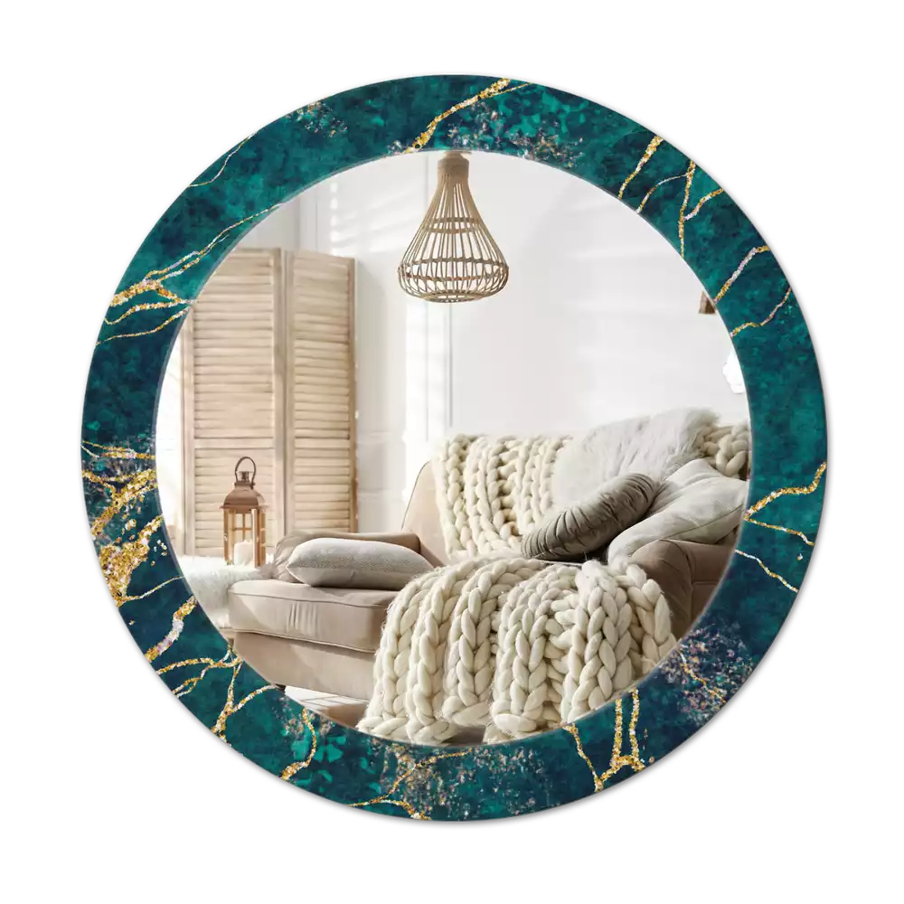 Kulaté dekorační zrcadlo na zeď Zelený mramor