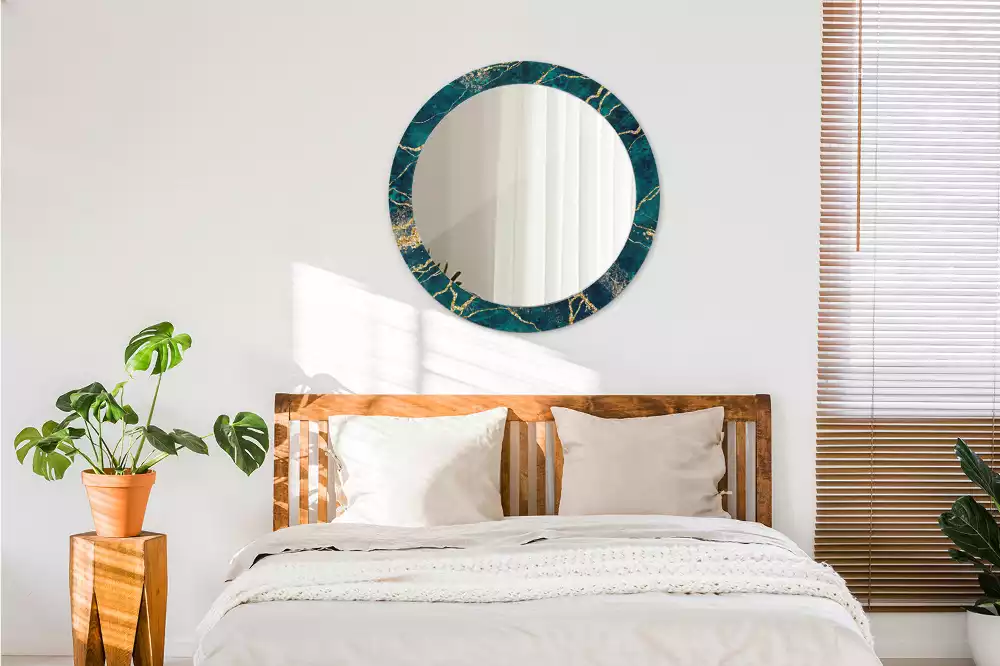 Kulaté dekorační zrcadlo na zeď Zelený mramor