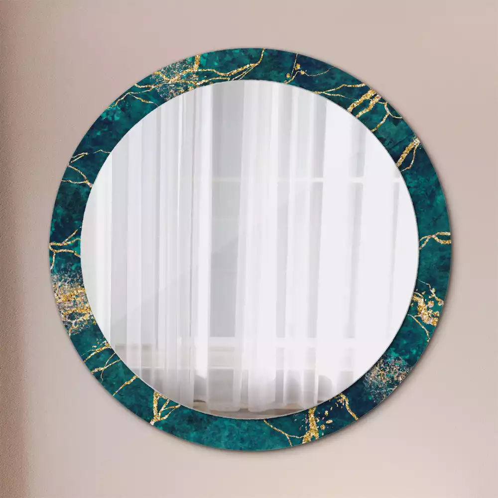 Kulaté dekorační zrcadlo na zeď Zelený mramor