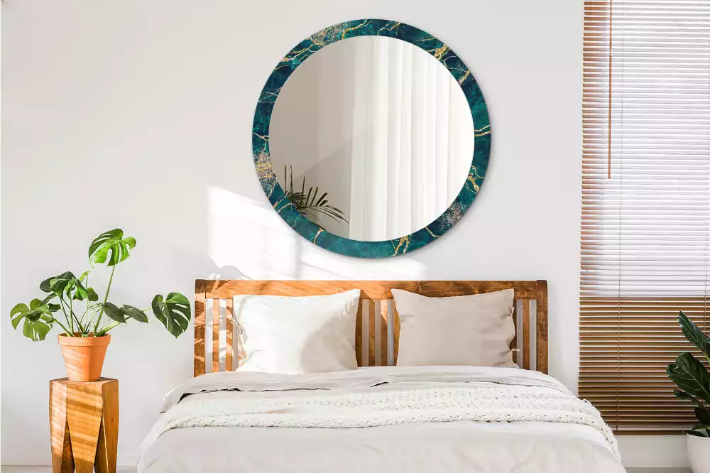 Kulaté dekorační zrcadlo na zeď Zelený mramor