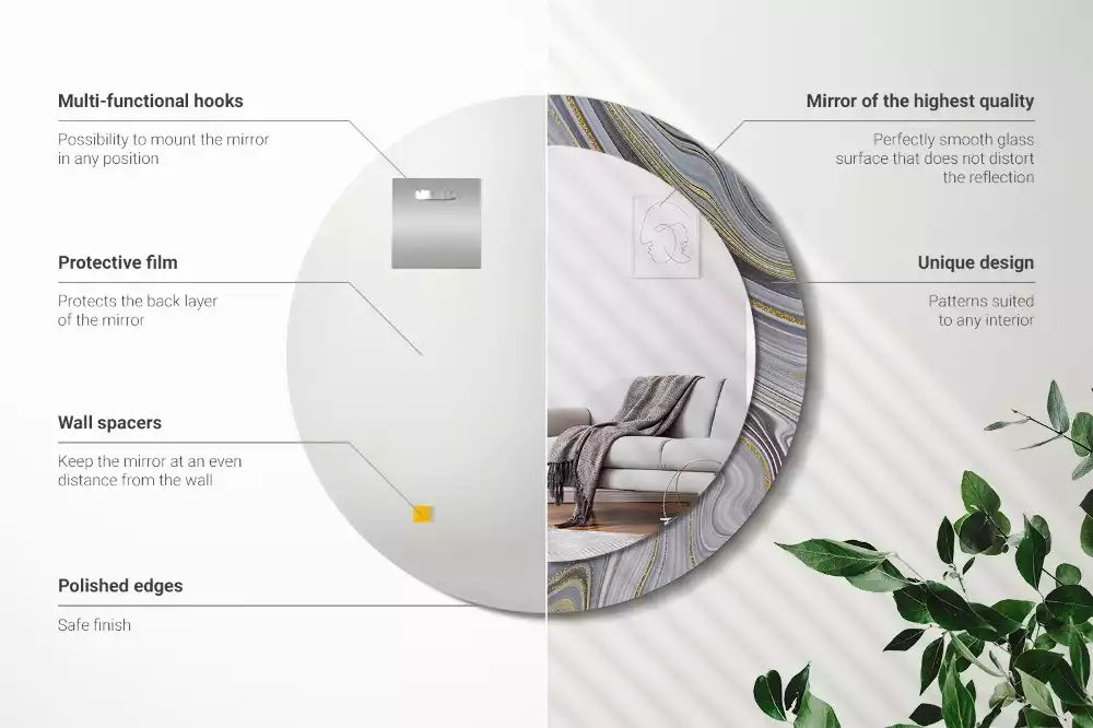 Kulaté dekorační zrcadlo na zeď Šedý mramor