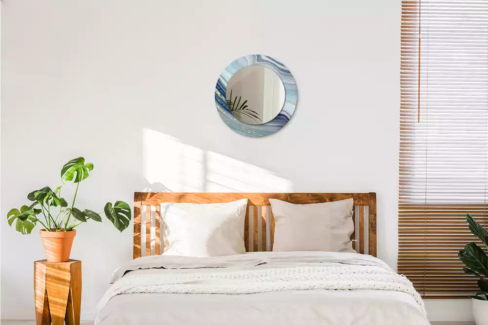 Kulaté dekorační zrcadlo na zeď Modrý mramor