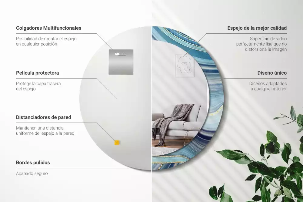 Kulaté dekorační zrcadlo na zeď Modrý mramor