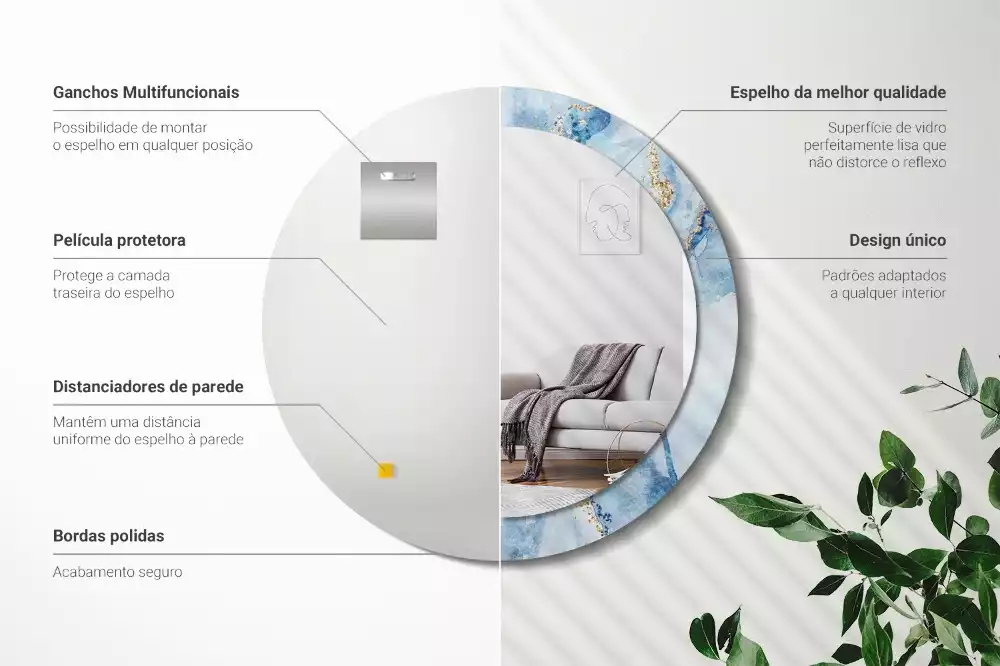 Kulaté dekorační zrcadlo na zeď Modrý mramor