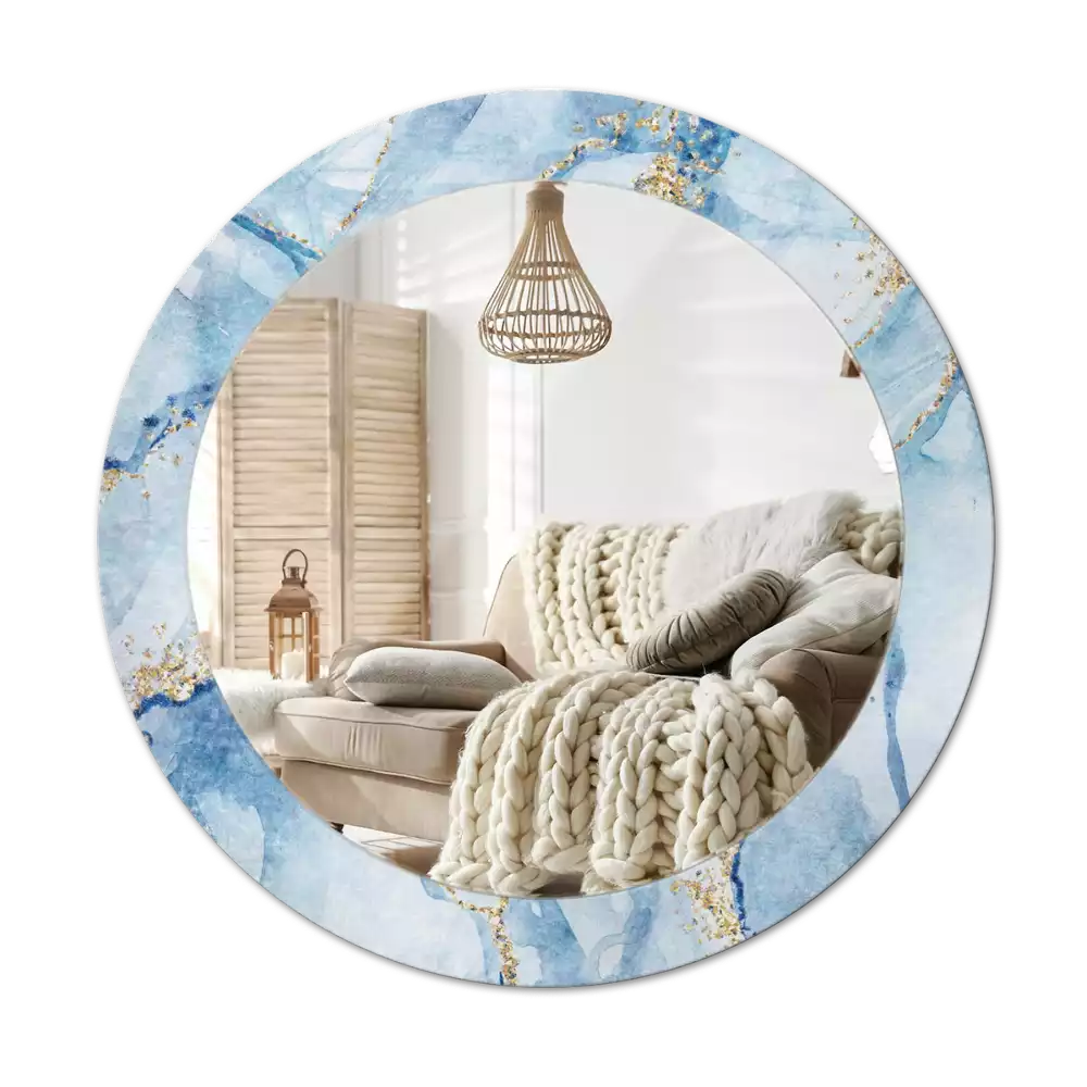 Kulaté dekorační zrcadlo na zeď Modrý mramor