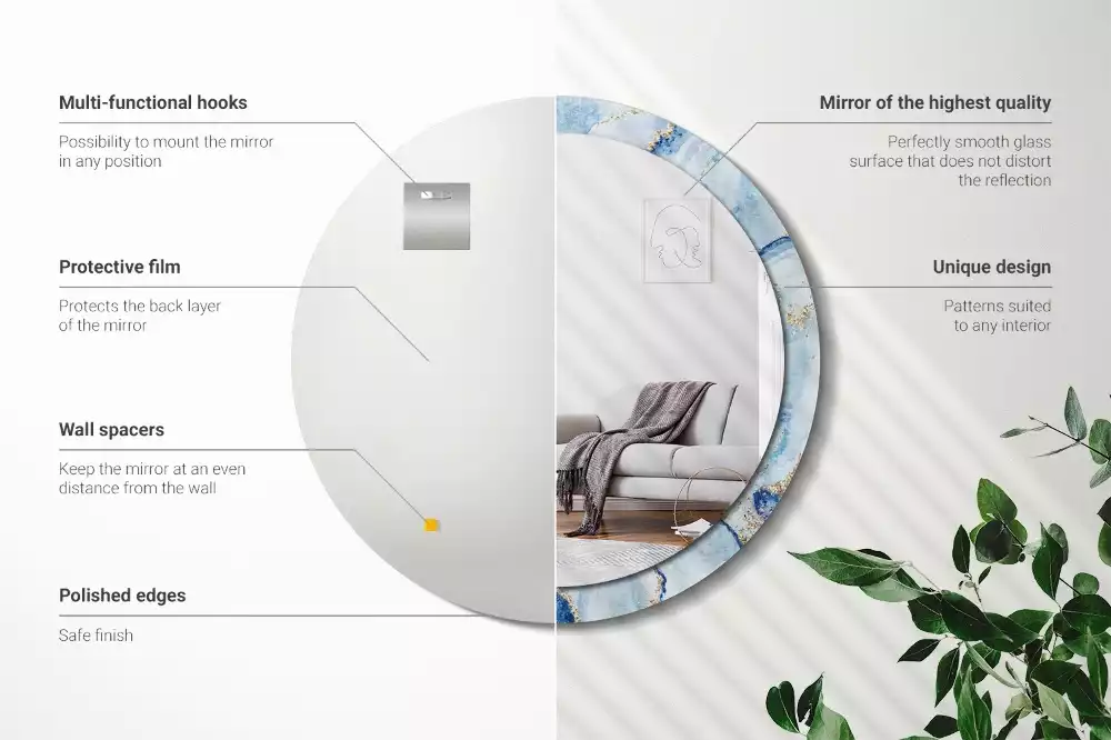 Kulaté dekorační zrcadlo na zeď Modrý mramor