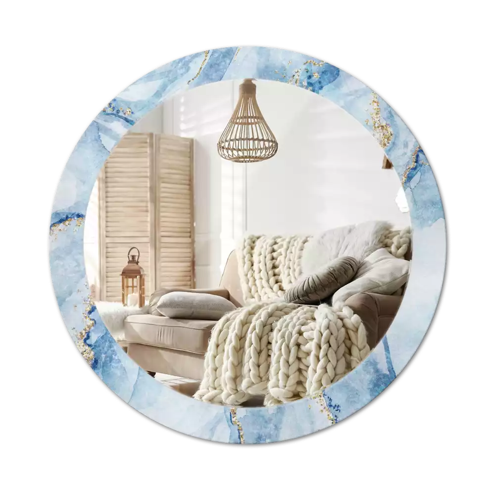 Kulaté dekorační zrcadlo na zeď Modrý mramor