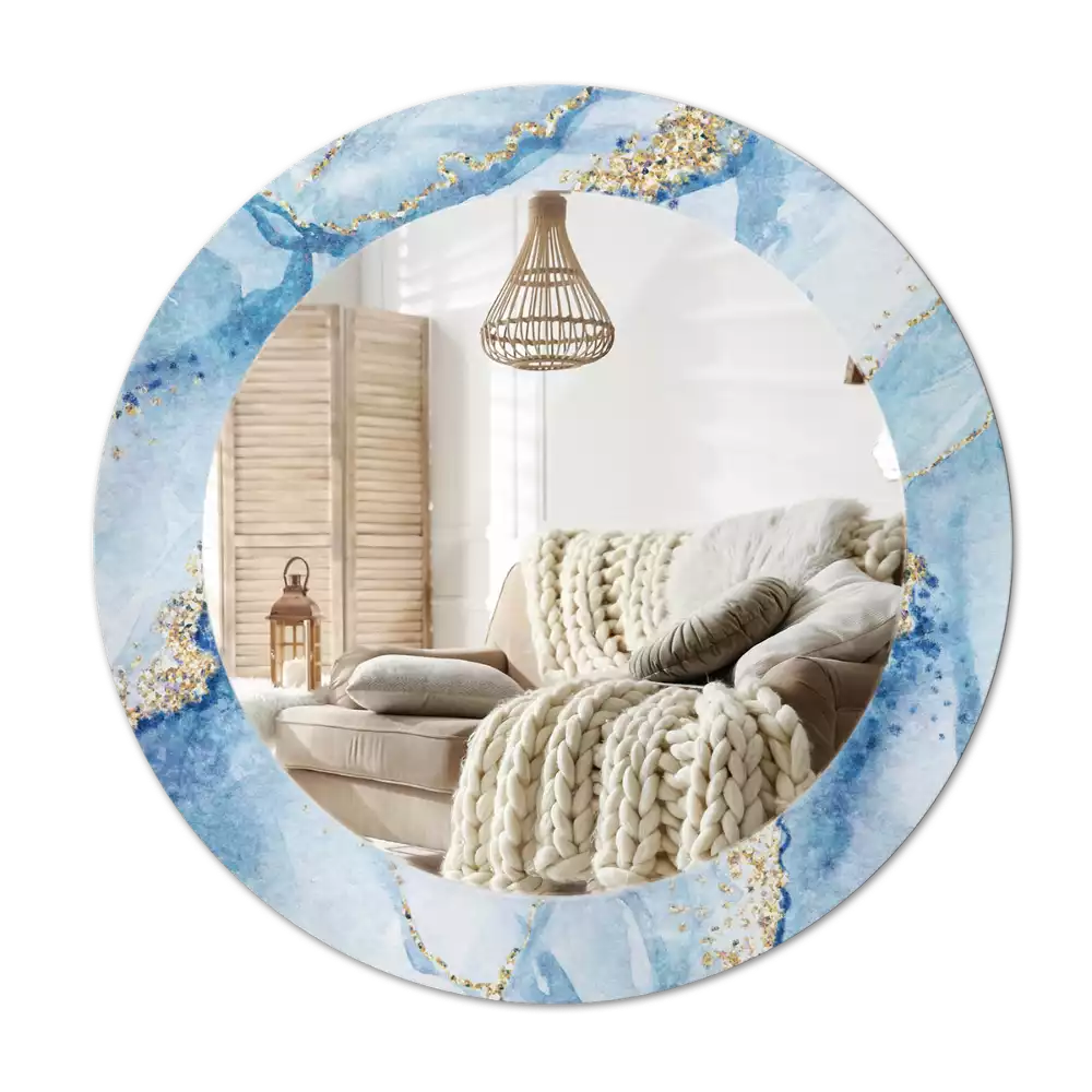 Kulaté dekorační zrcadlo na zeď Modrý mramor