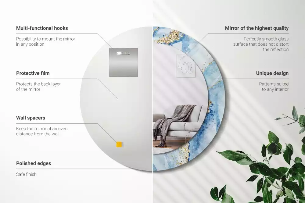 Kulaté dekorační zrcadlo na zeď Modrý mramor