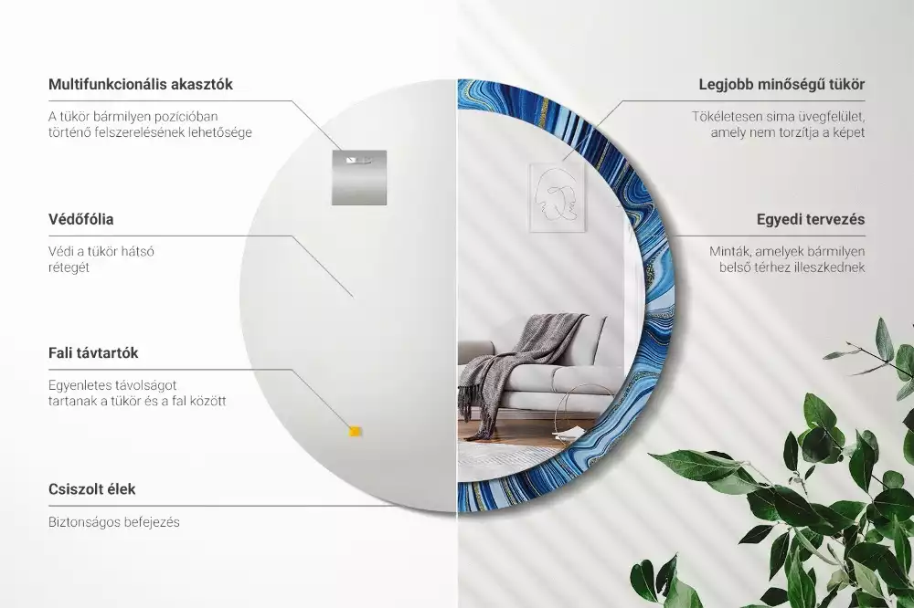 Kulaté dekorační zrcadlo na zeď Mramorová řeka