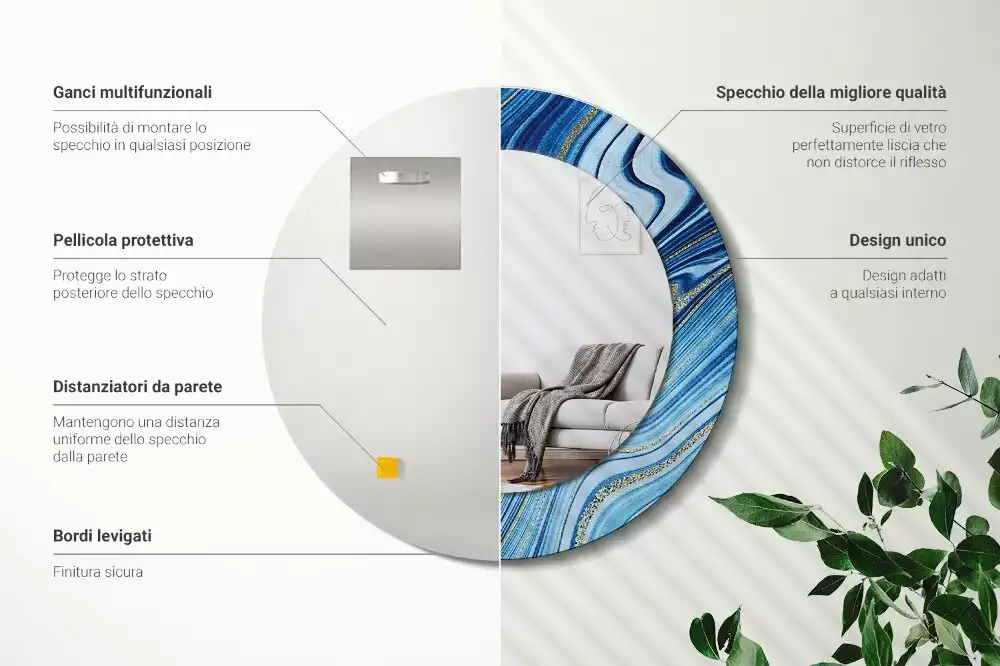 Kulaté dekorační zrcadlo na zeď Mramorová řeka