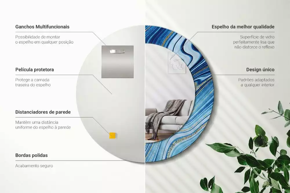 Kulaté dekorační zrcadlo na zeď Mramorová řeka