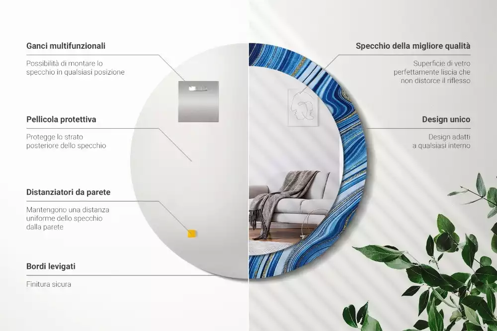 Kulaté dekorační zrcadlo na zeď Mramorová řeka